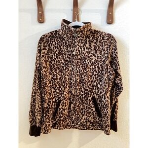 Activology Jacket Womens Small Brown Leopard Velour Full Zip Mock Neck Lined